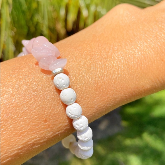 Rose Quartz Lava Stone Bracelet - Picture 6 of 12